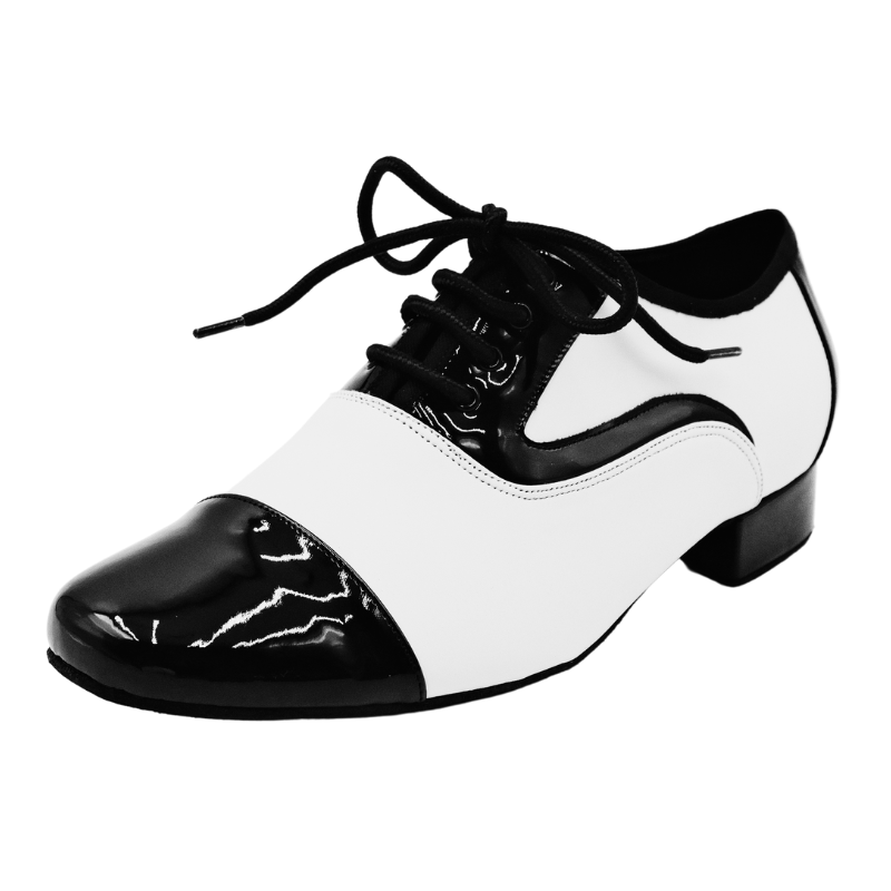 Men's 2cm Black and White Leatherette Heels Ballroom Dance Shoes