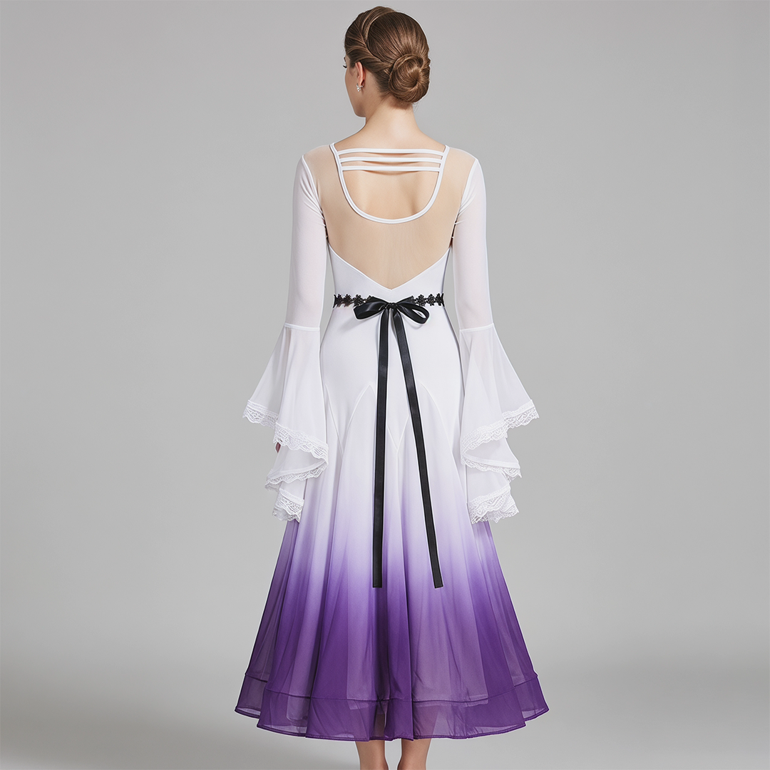 Customisable-Women's Horn Sleeve Modern Dance Performance Dress Ballroom Dance Dress