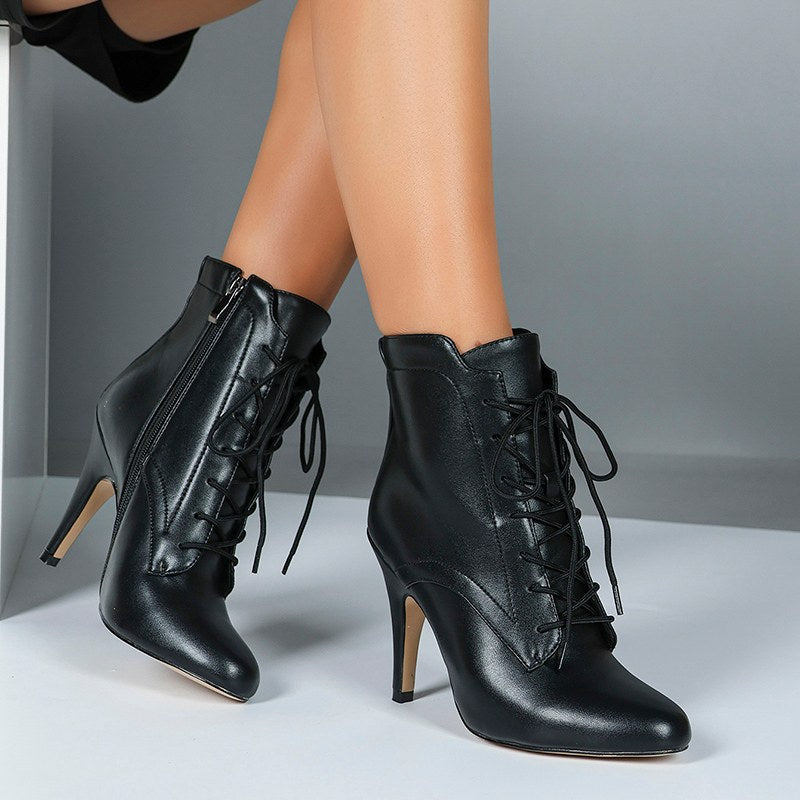 Women's Rubber Sole Customized Heel Rubber Sole  Jazz Shoes Lace-up Dance Heels Boots