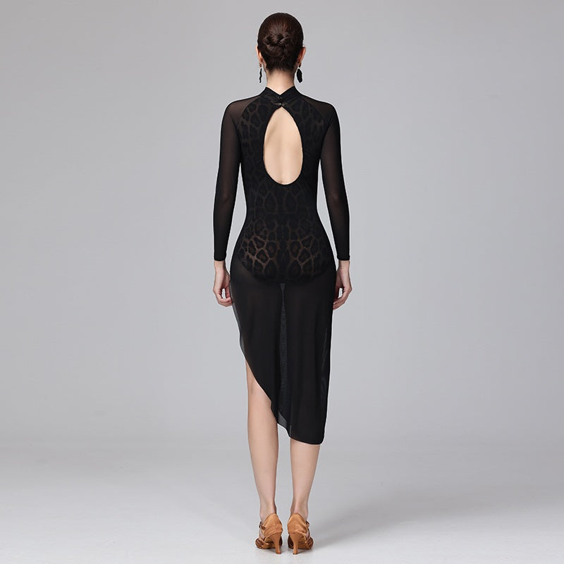 Customisable-Women's Performance Long Sleeve Latin Salsa Dance Dress Competition Dress