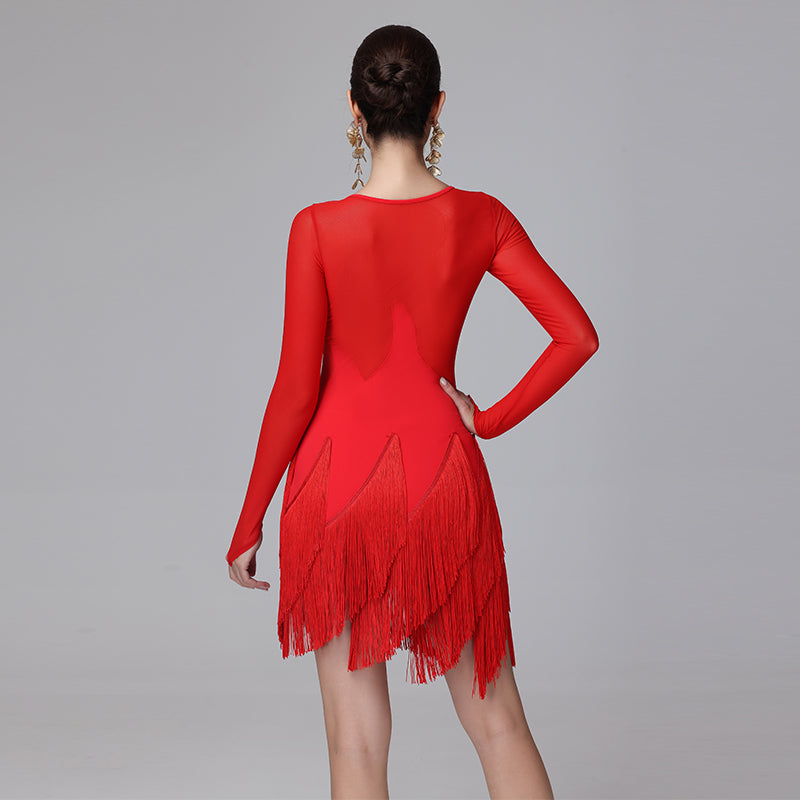 Customisable-Women's White Long Sleeve DanceWear Dance Dress Performance Wear