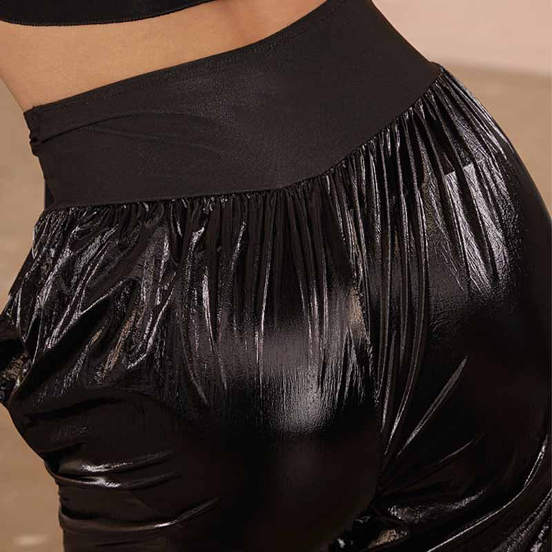 Z Girls Black Glossy High Waist Pants Dance Wear Training Performance Pants