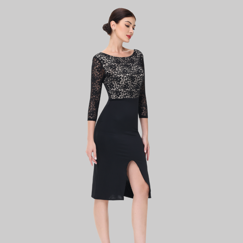 Customisable-Women's Black Dance Dress for Milonga & Parties Tango Dress