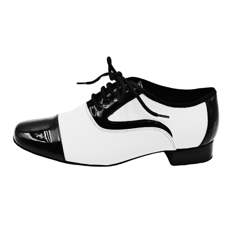 Men's 2cm Black and White Leatherette Heels Ballroom Dance Shoes