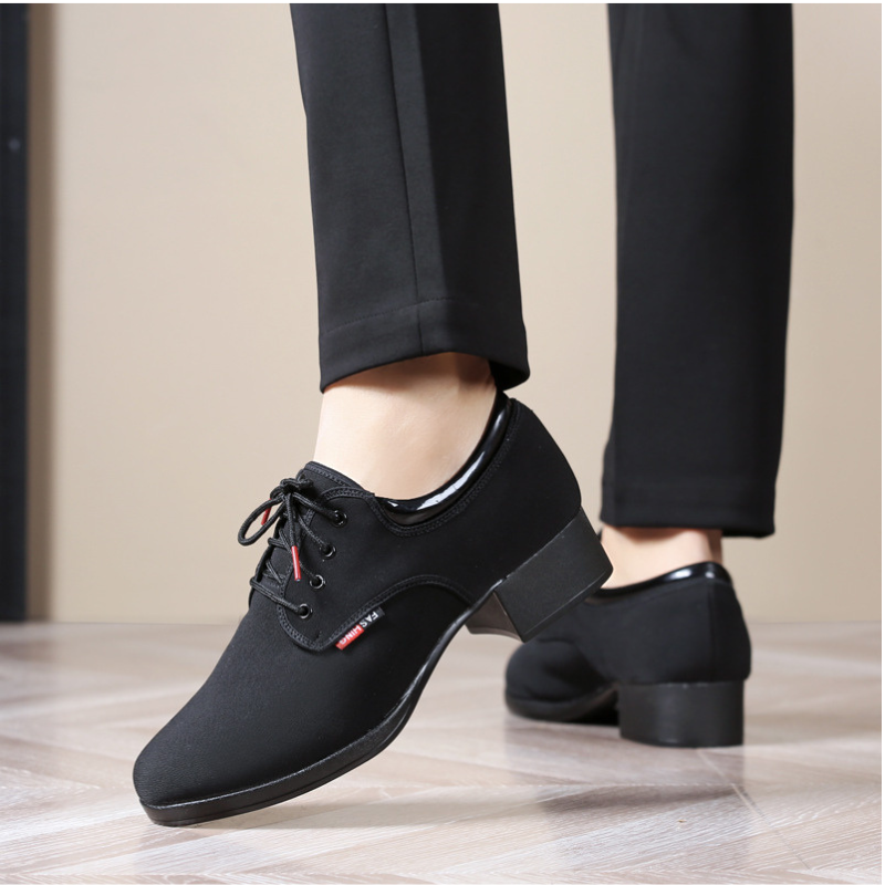 Men's 3.5cm Black Heels Ballroom Dance Shoes