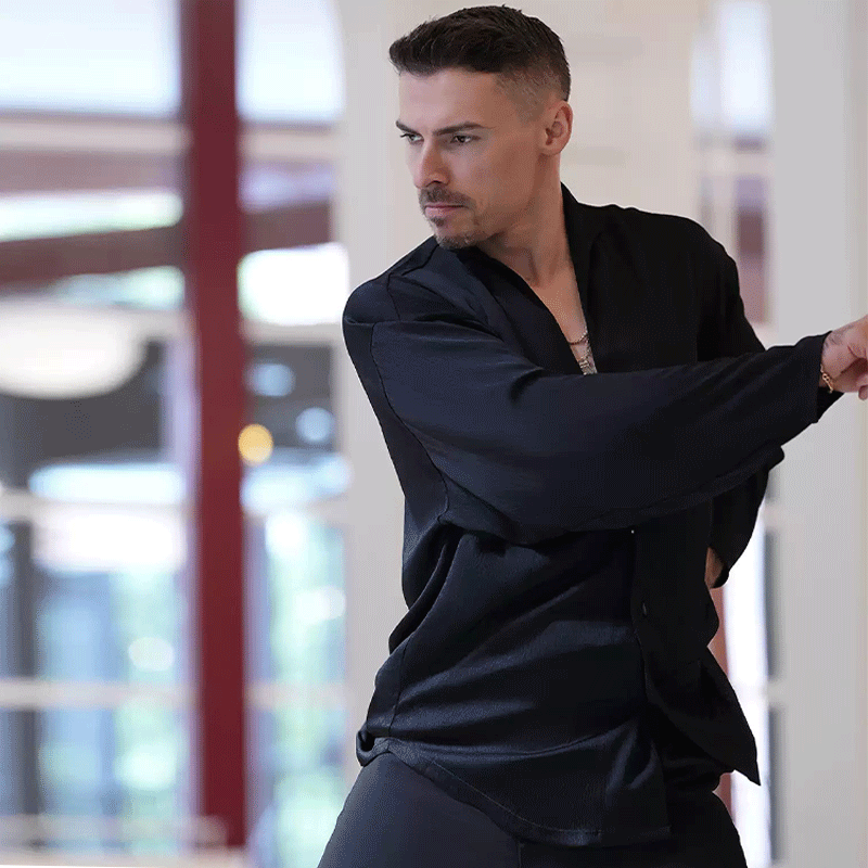 YES Men's Shirt Long Sleeve  Latin Dance Tops Dance Wear