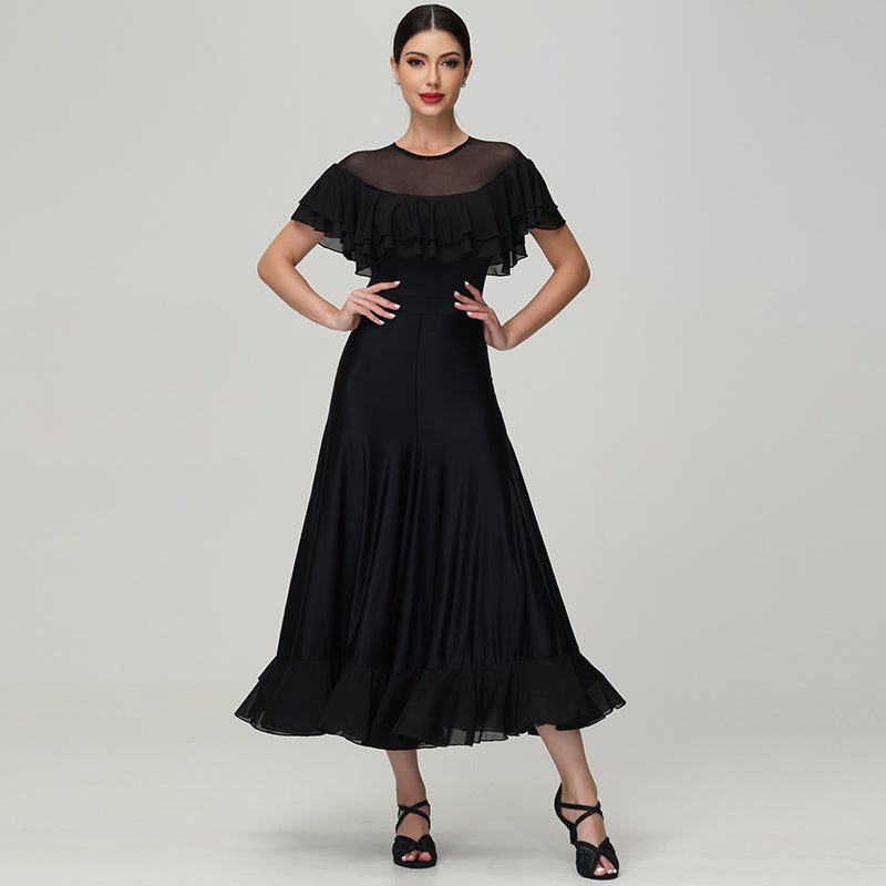 Customisable-Women's Round Neck Waltz Modern Ballroom Dance Dress Competition Dresses