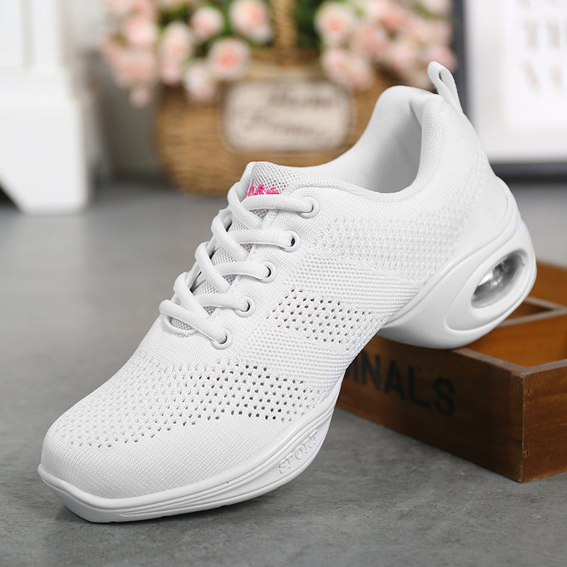 Women's Mesh Lace-up 4cm Heel Dance Sneakers Practice Dance Shoes Jazz Dance