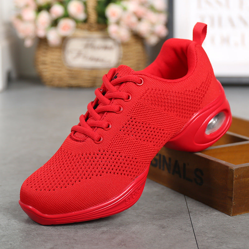 Women's Mesh Lace-up 4cm Heel Dance Sneakers Practice Dance Shoes Jazz Dance