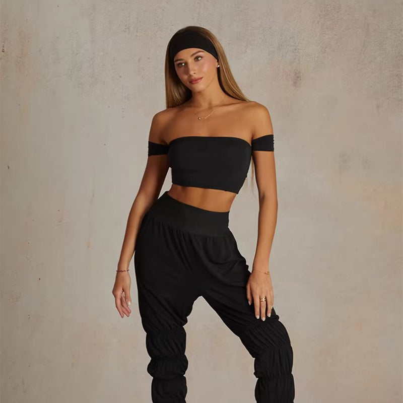 Z Women's Black Off The Shoulder Sleeveless Dance Tops Practice DanceWear