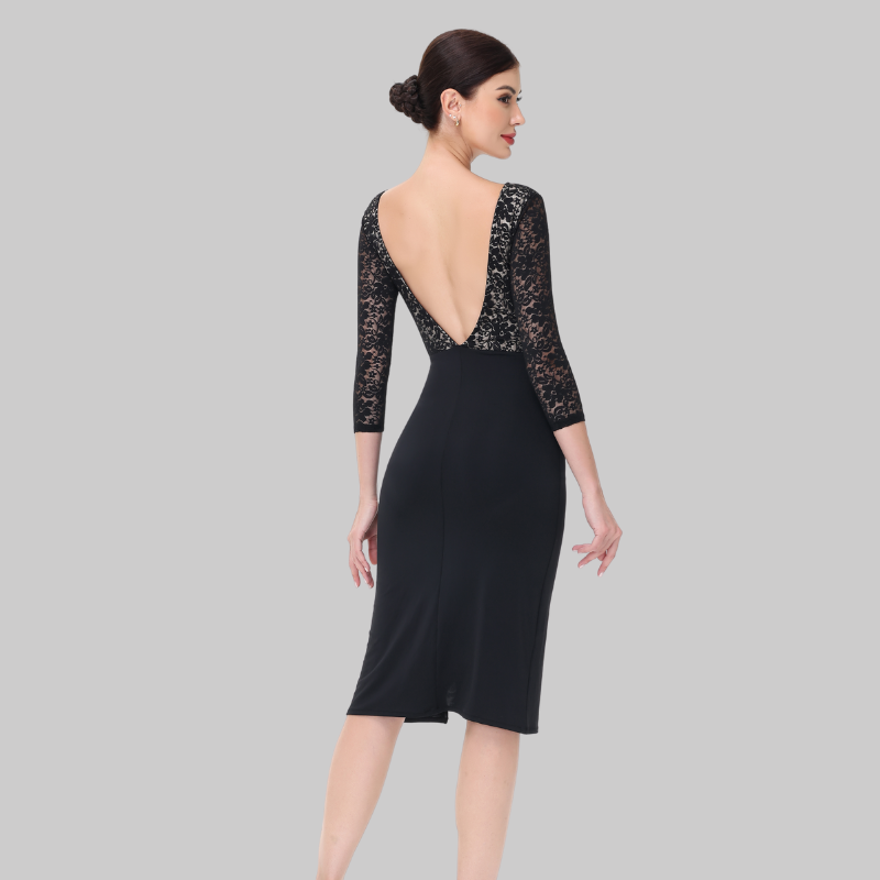 Customisable-Women's Black Dance Dress for Milonga & Parties Tango Dress