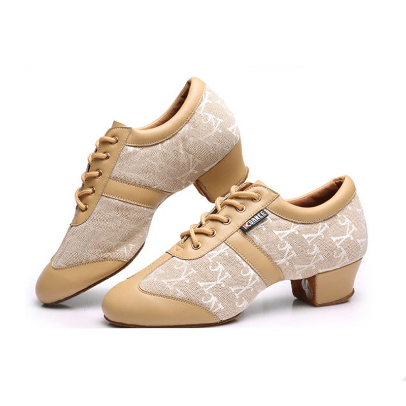 KCDANCE Women's Leatherette 3.5cm Heel With Lace-up Teaching & Practice Dance Shoes