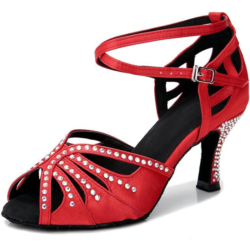 DS Women's Satin Customized Heel Ballroom Dance Shoes Latin Dance Shoes
