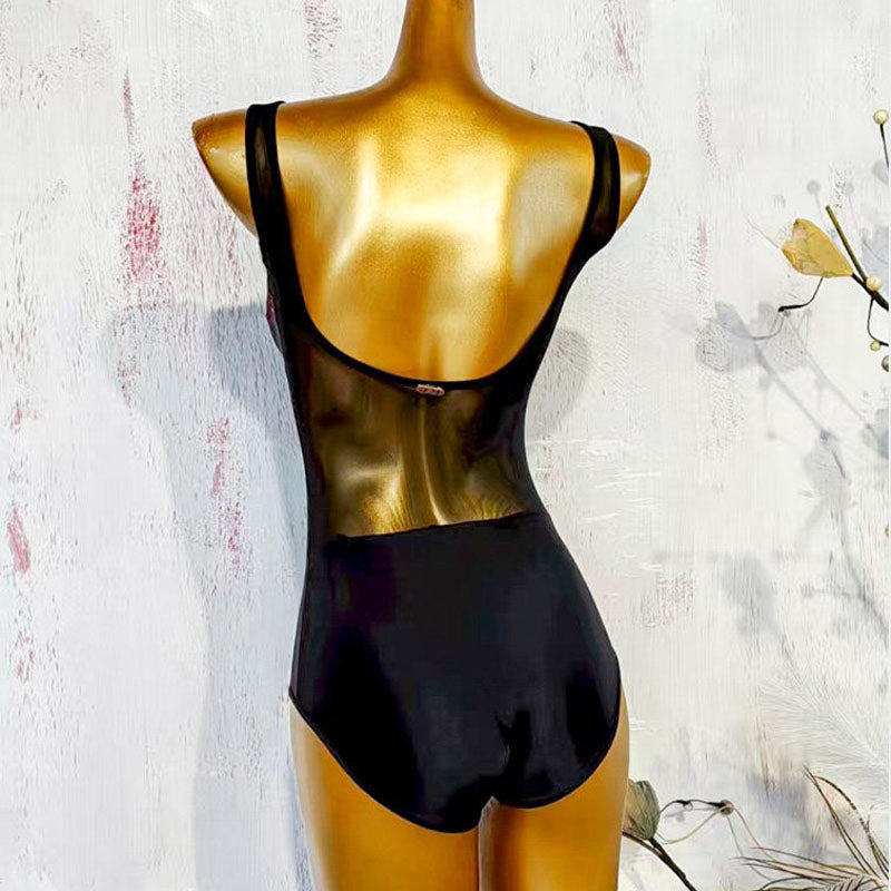 YJFY Women's Mesh Sleeveless Dance Tops Bodysuit Leotards Practice DanceWear