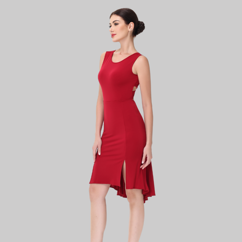 Customisable-Women's Sleeveless Red  Dance Dress for Milonga & Parties Tango Dress