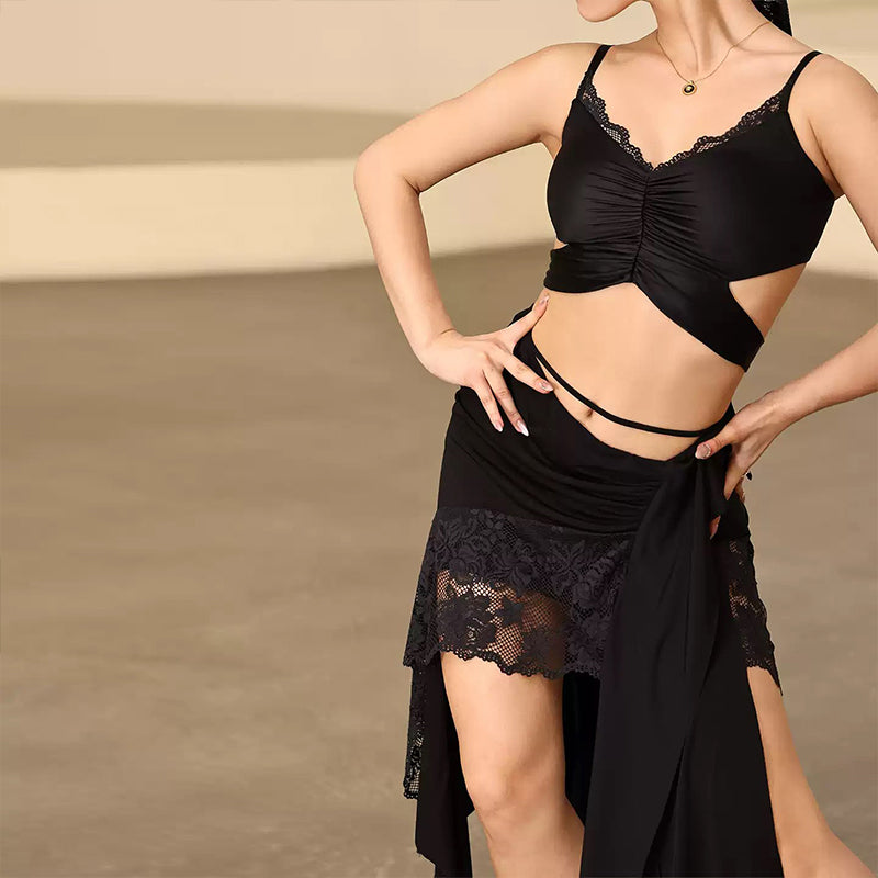 Yes Women's Black Latin Dance Skirt Training Performance Skirts Dance Wear