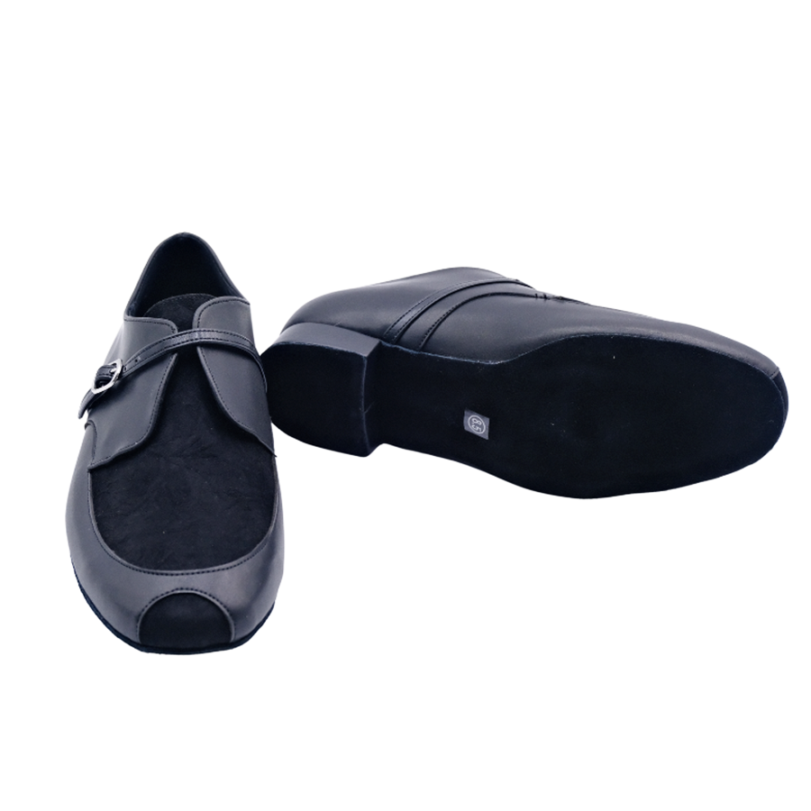 Men's 2cm Black Leatherette Heels Ballroom Dance Shoes