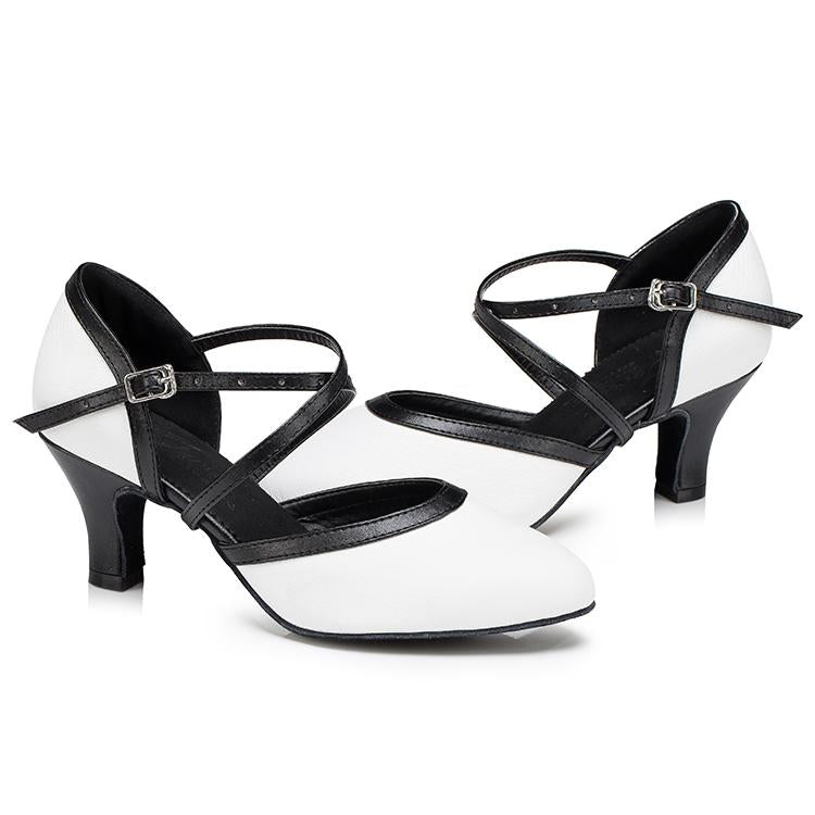 Women's White Real Leather Customized Heel White Ballroom Dance Shoes Wedding Dance Shoes