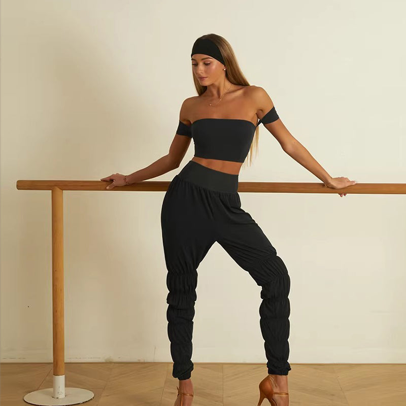Z Women's Black Off The Shoulder Sleeveless Dance Tops Practice DanceWear