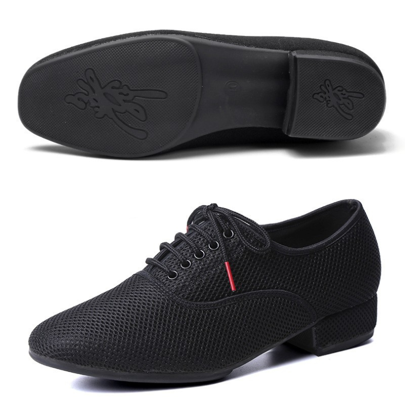 Men's Black Mesh 2.5cm Heels Ballroom Dance Shoes