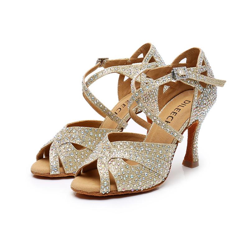 Women's Sparkling Glitter Customized Heel Ballroom Dance Shoes Latin Shoes