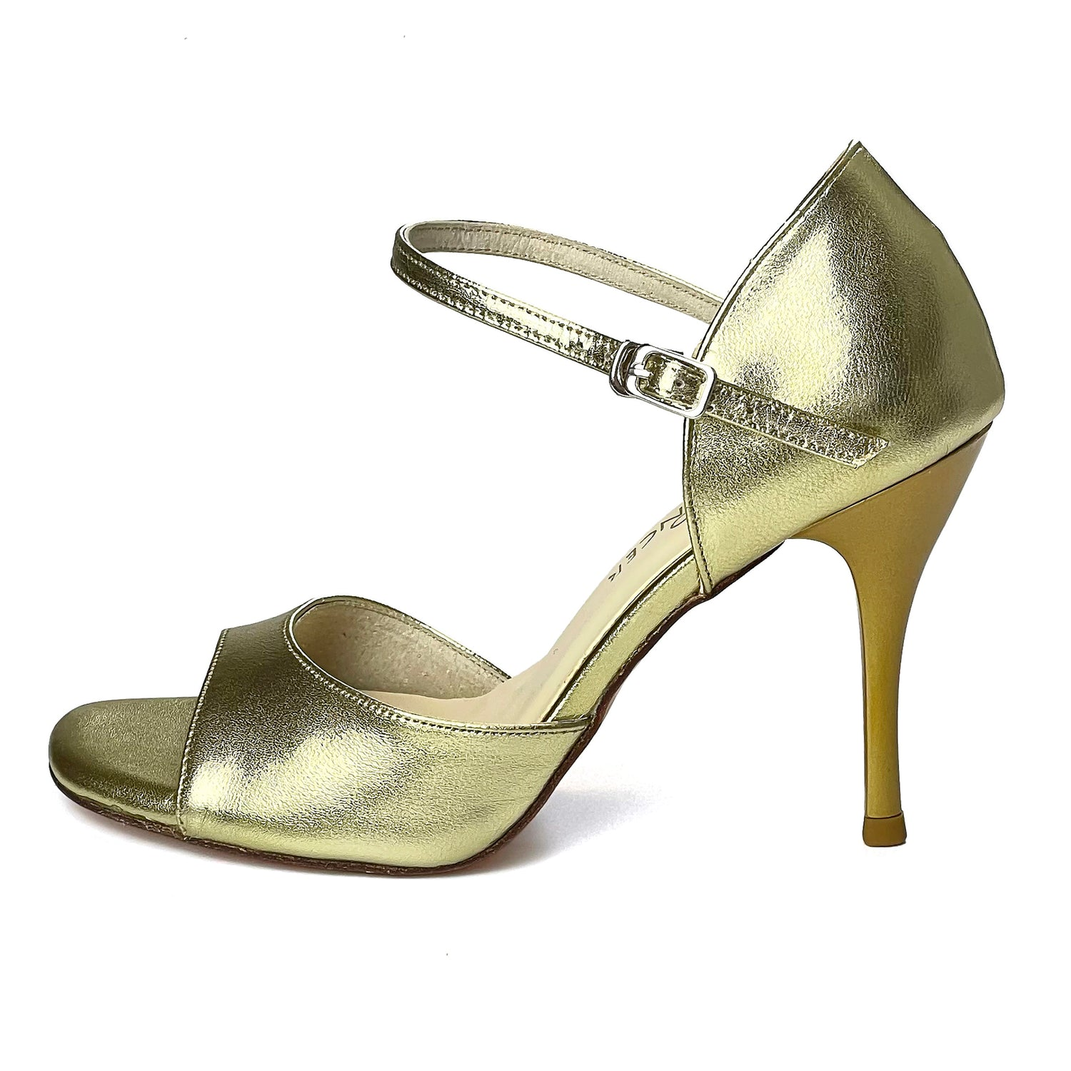 SHJ Women's Gold Real Leather 7cm/9cm Heels Dance Tango Shoes