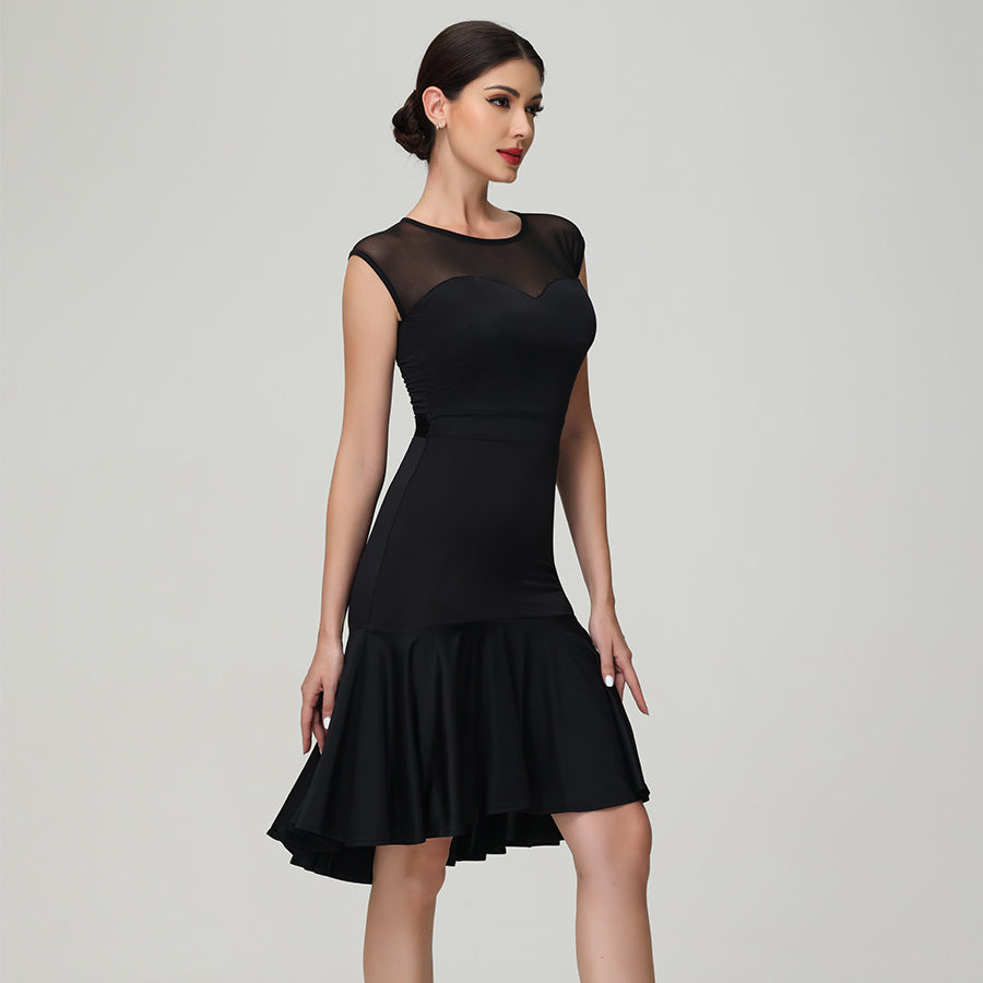 Customisable-Women's Black Sleeveless Dance Wear Dance Dress Performance Wear