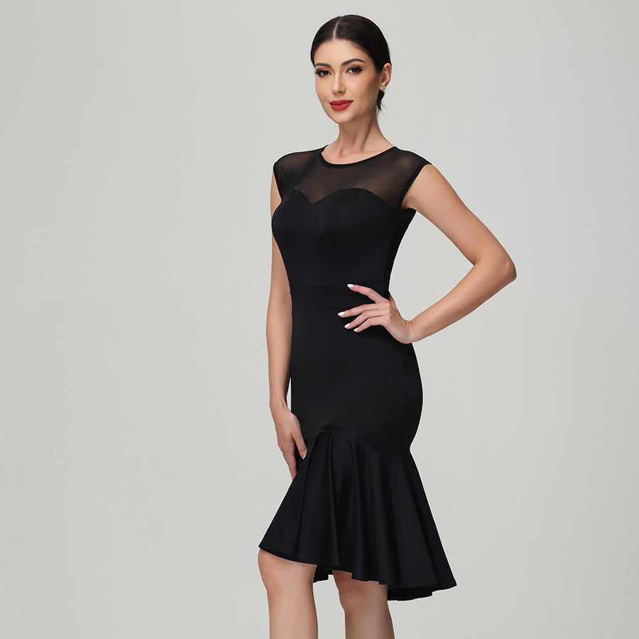 Customisable-Women's Black Sleeveless Dance Wear Dance Dress Performance Wear