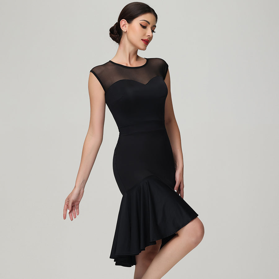 Customisable-Women's Black Sleeveless Dance Wear Dance Dress Performance Wear