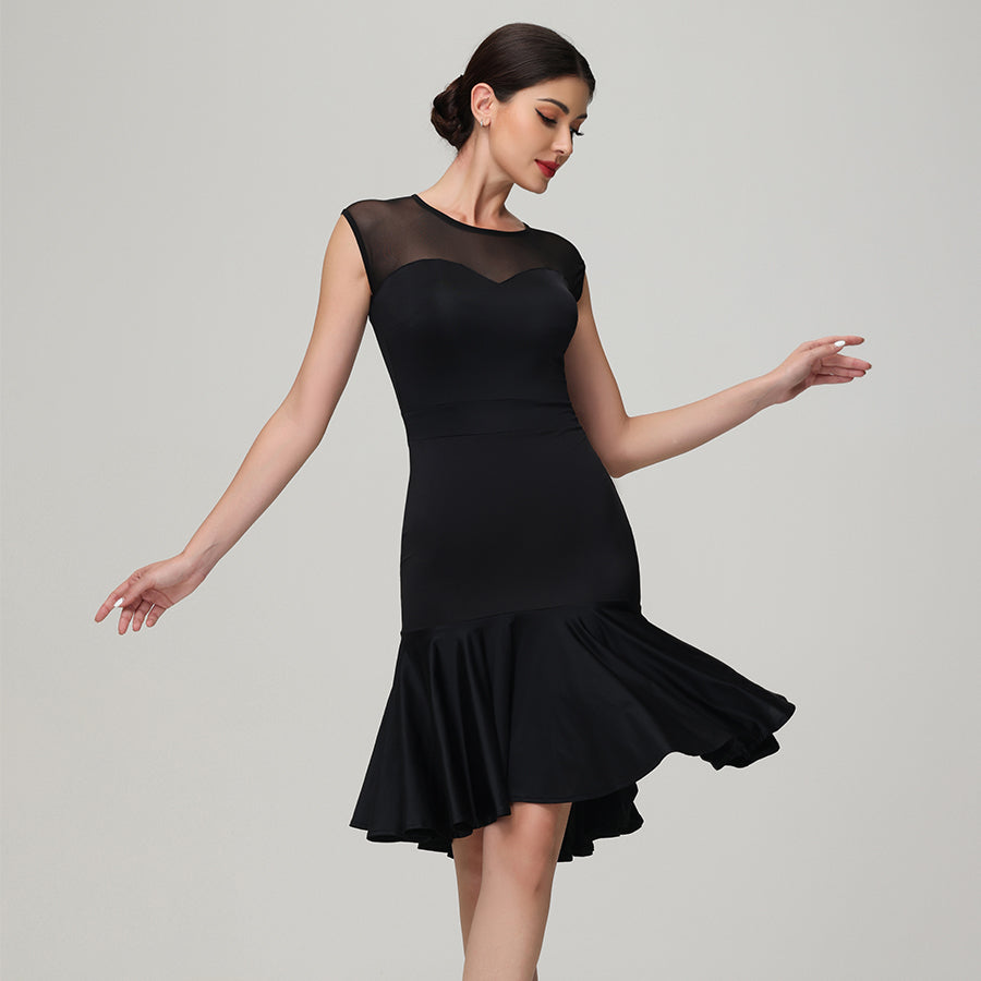 Customisable-Women's Black Sleeveless Dance Wear Dance Dress Performance Wear