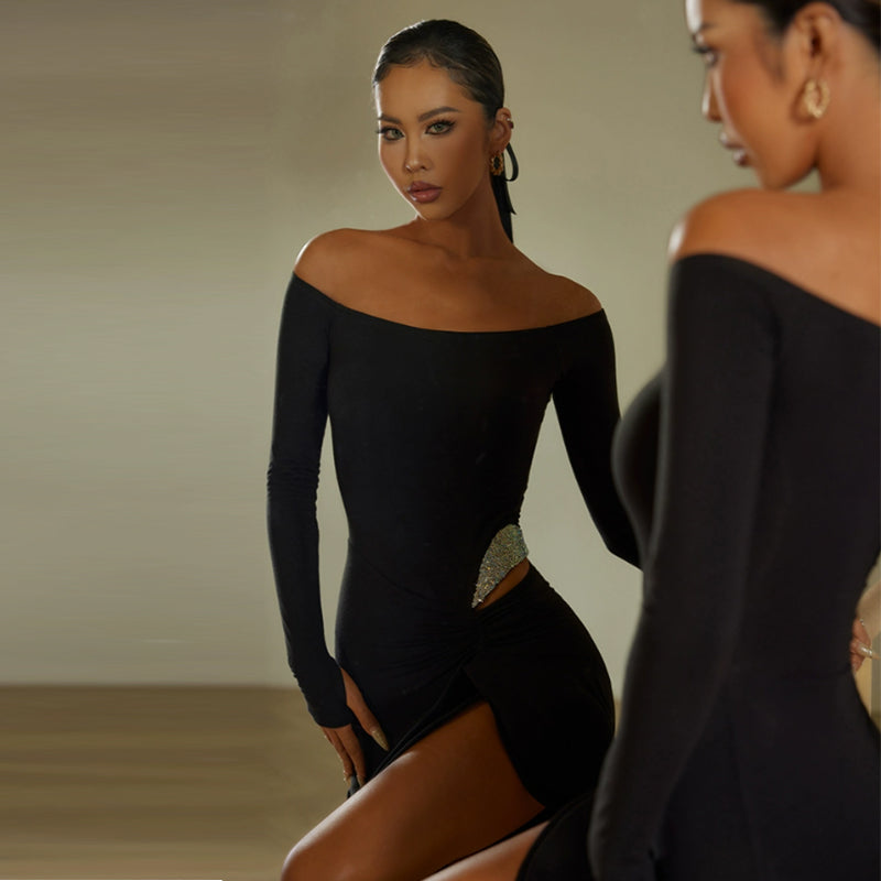 Z Women's One-Shoulder Long Sleeve Dance Dress DanceWear