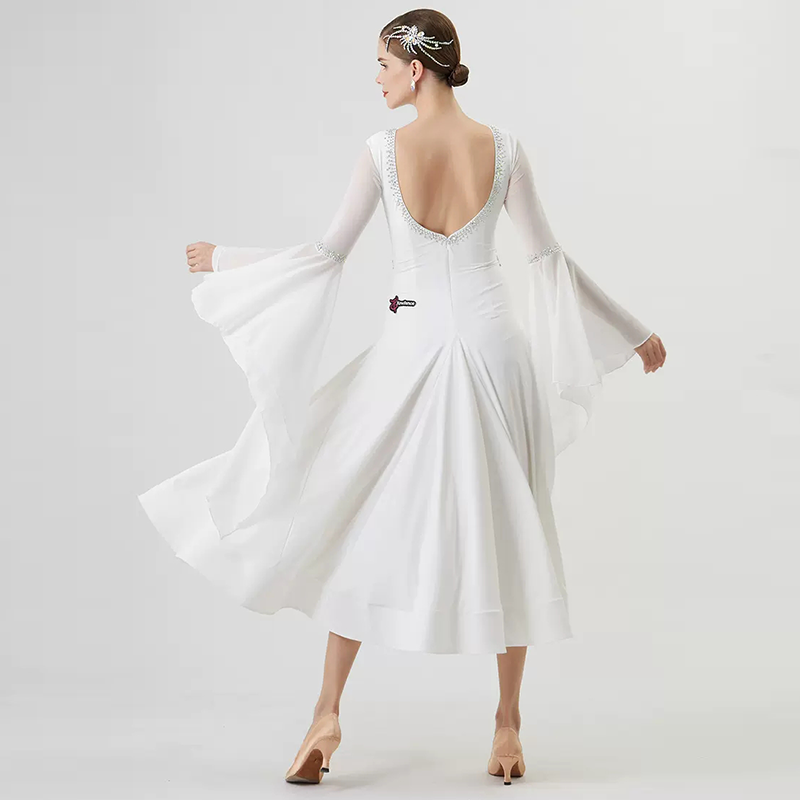 YUN Customisable-Women's Long Sleeve Diamonds Dress For Ballroom Dancing standard/Smooth Dress