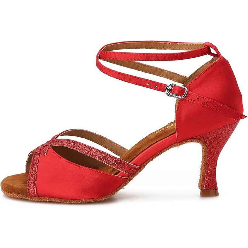 DS Women's Satin Customized Heel Ballroom Dance Shoes Latin Dance Shoes