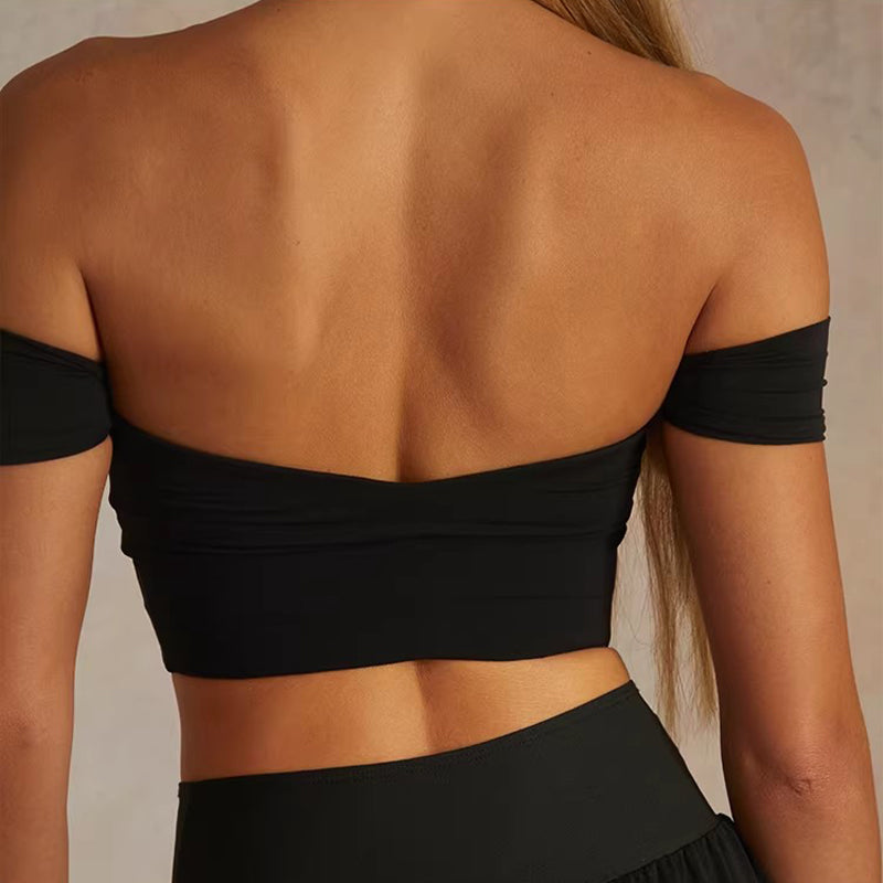 Z Women's Black Off The Shoulder Sleeveless Dance Tops Practice DanceWear