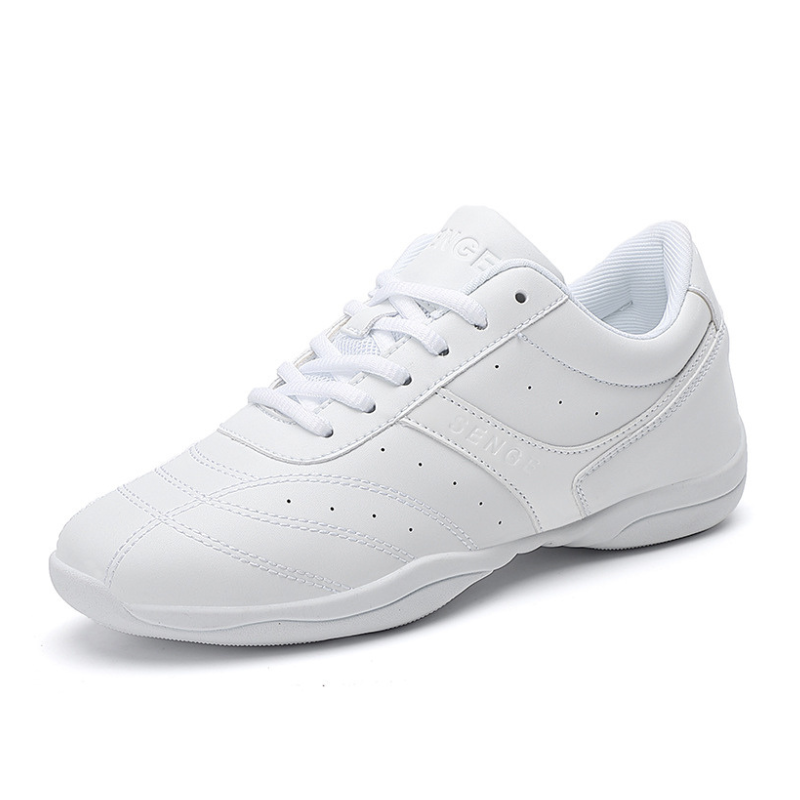 Women's White Microfiber PU Jazz Shoes Lace-up Dance Sneakers