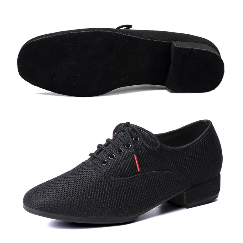 Men's Black Mesh 2.5cm Heels Ballroom Dance Shoes