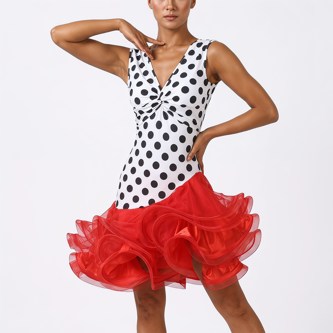 YZY Customisable-Women's Polka Dot DanceWear Dance Dress Performance Wear