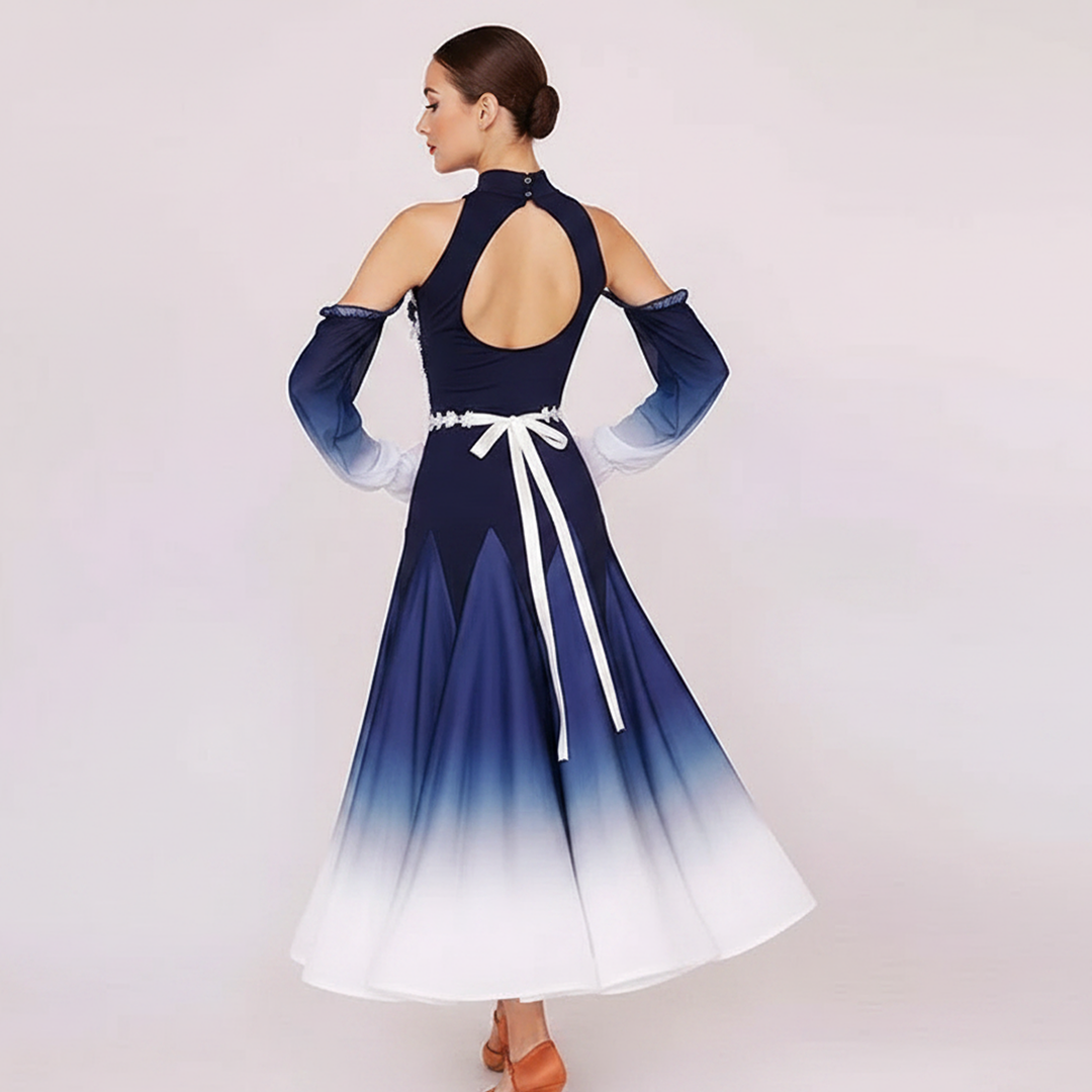 Customisable-Women's Long Sleeve Modern Dance Performance Dress Ballroom Dance Dress