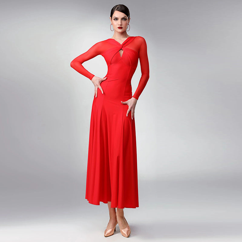 TID Customisable Women's Long Sleeve Dance Dresses Performance Competition Dancewear
