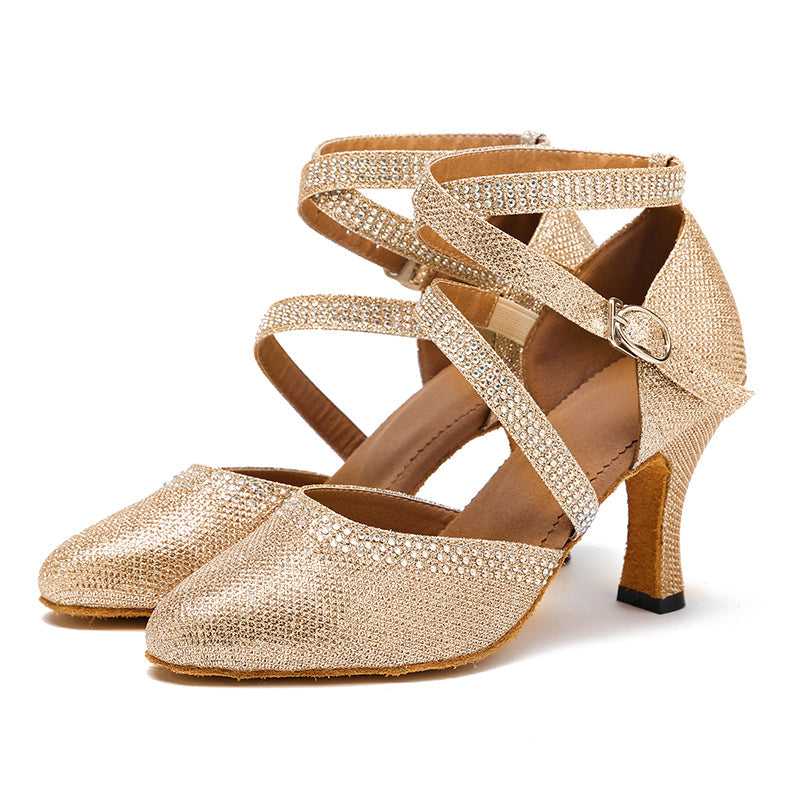Women's Sparkling Glitter Customized Heels Ballroom Dance Shoes Modern Shoes