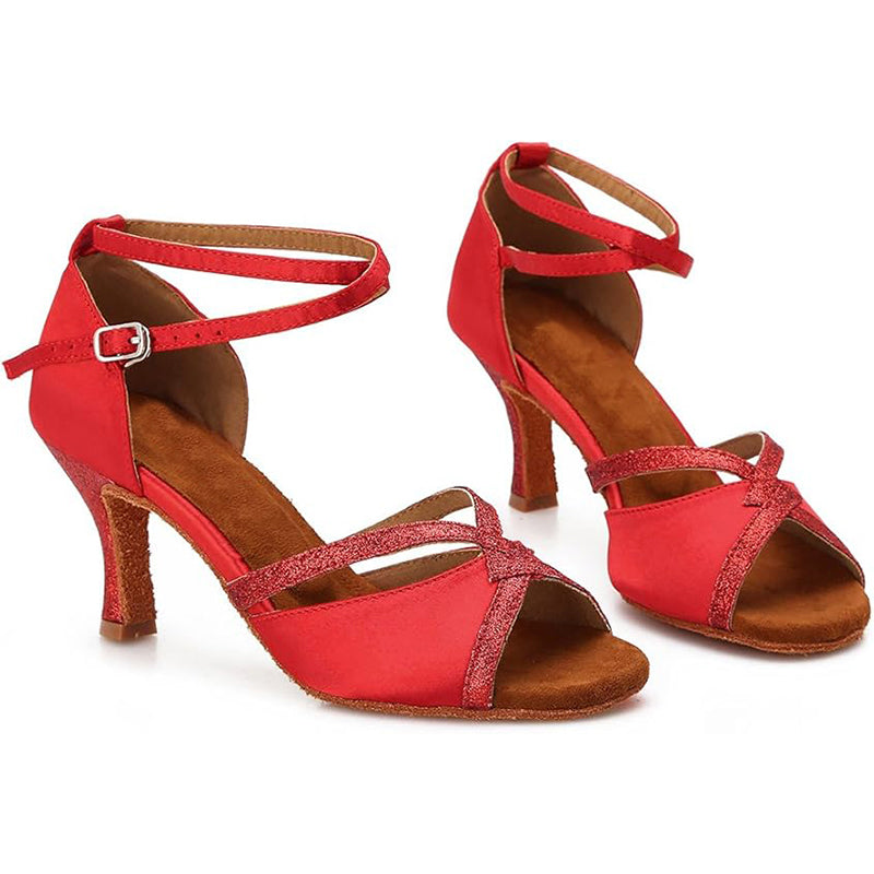 DS Women's Satin Customized Heel Ballroom Dance Shoes Latin Dance Shoes
