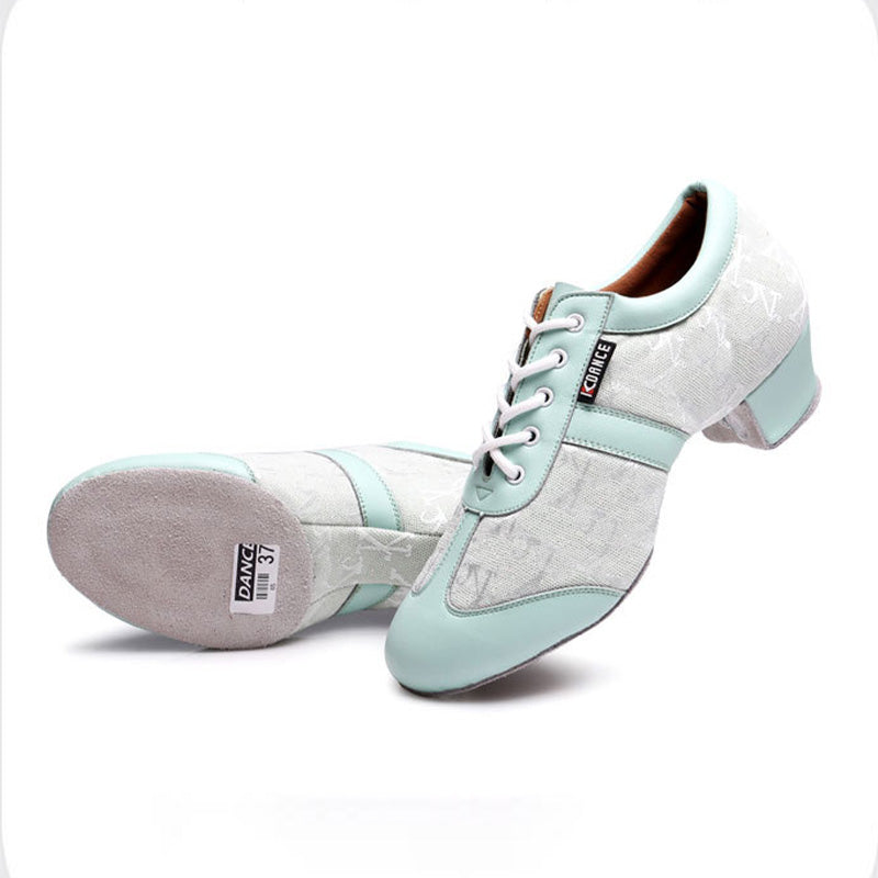 KCDANCE Women's Leatherette 3.5cm Heel With Lace-up Teaching & Practice Dance Shoes