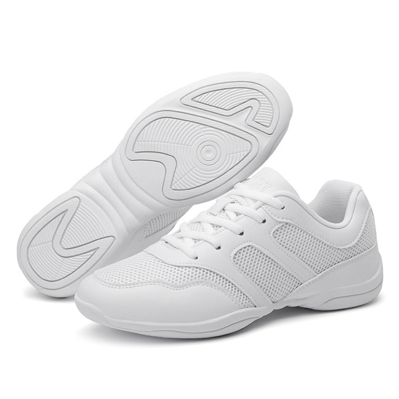 Women's White Jazz Shoes Lace-up Dance Sneakers