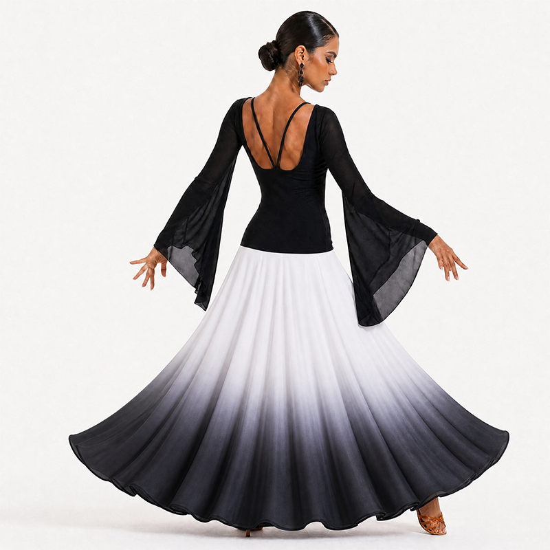 Customisable-Women's Horn Sleeve Modern Dance Performance Dress Ballroom Dance Dress