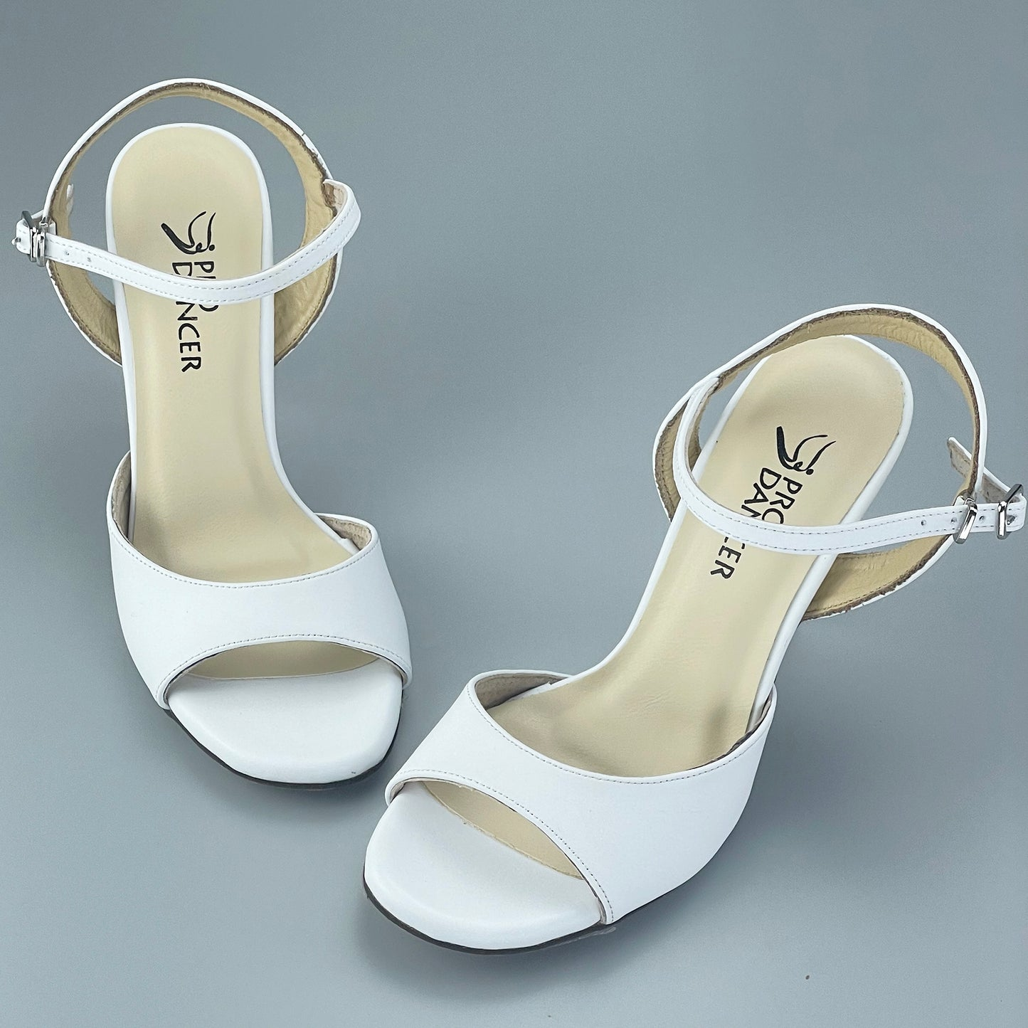 SHJ Women's White Real Leather 7.5cm/9.5cm Heels Dance Tango Shoes