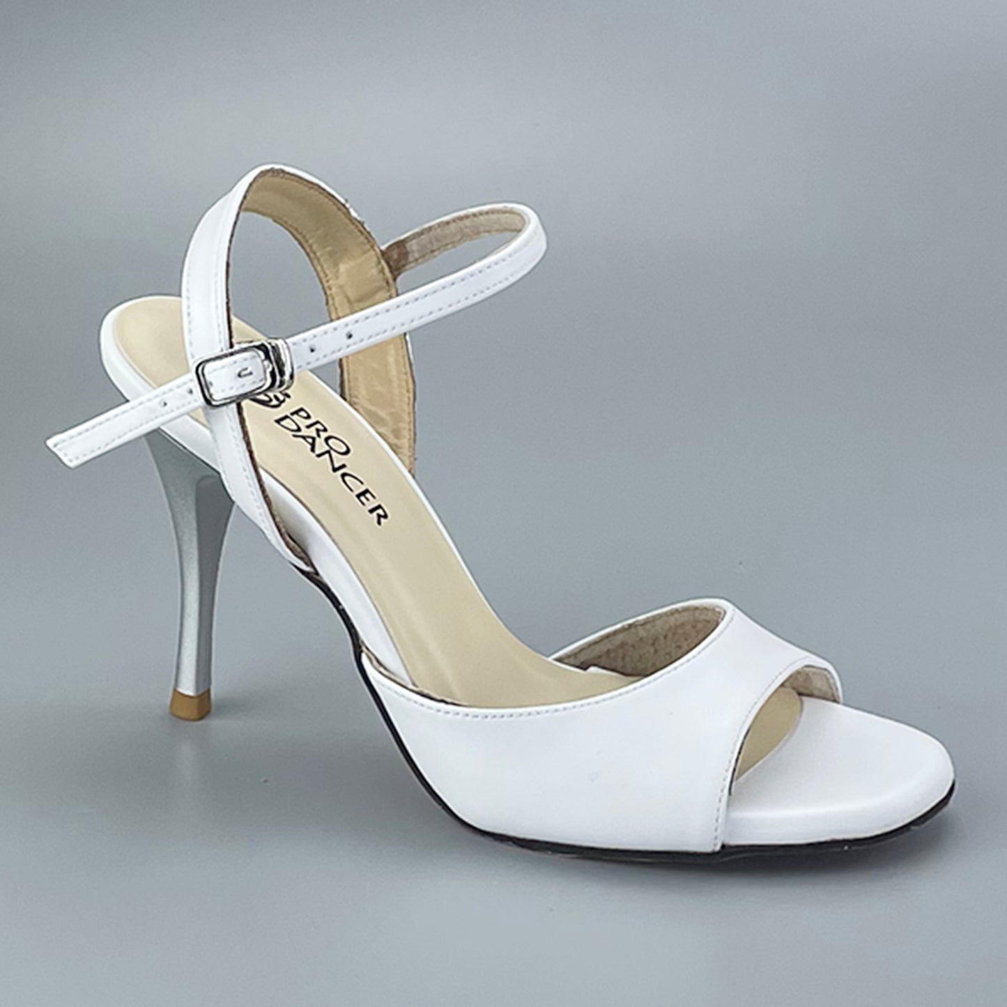 SHJ Women's White Real Leather 7.5cm/9.5cm Heels Dance Tango Shoes