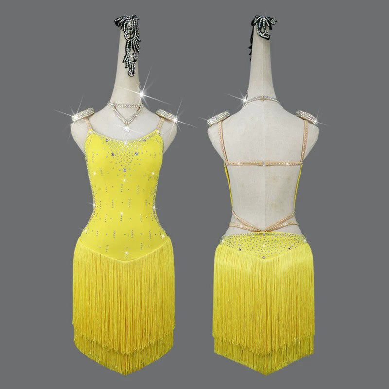 Customisable-Women's Tassel Latin Dance Dress Professional Dance Stage Performance Wear