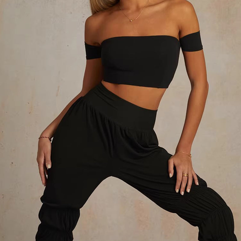 Z Women's  Black High Waist Pants Latin Dance Wear Training Performance Pants
