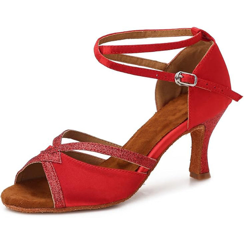 DS Women's Satin Customized Heel Ballroom Dance Shoes Latin Dance Shoes