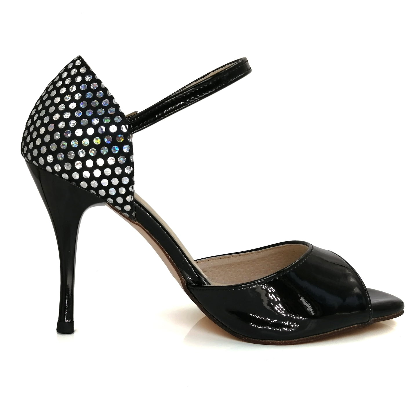 SHJ Women's Black Real Leather 7cm/9cm Heels Dance Tango Shoes